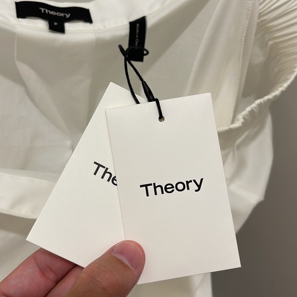 NWT Theory Joscla Blouse Off The Shoulder Top Size Petite XS White Rand Light - Picture 5 of 16